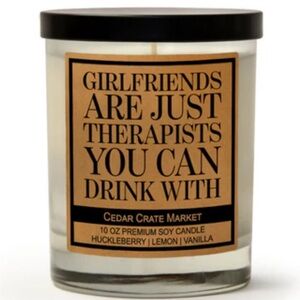 Cedar Crate scented Candle Girlfriend / Therapist / Drink New in box